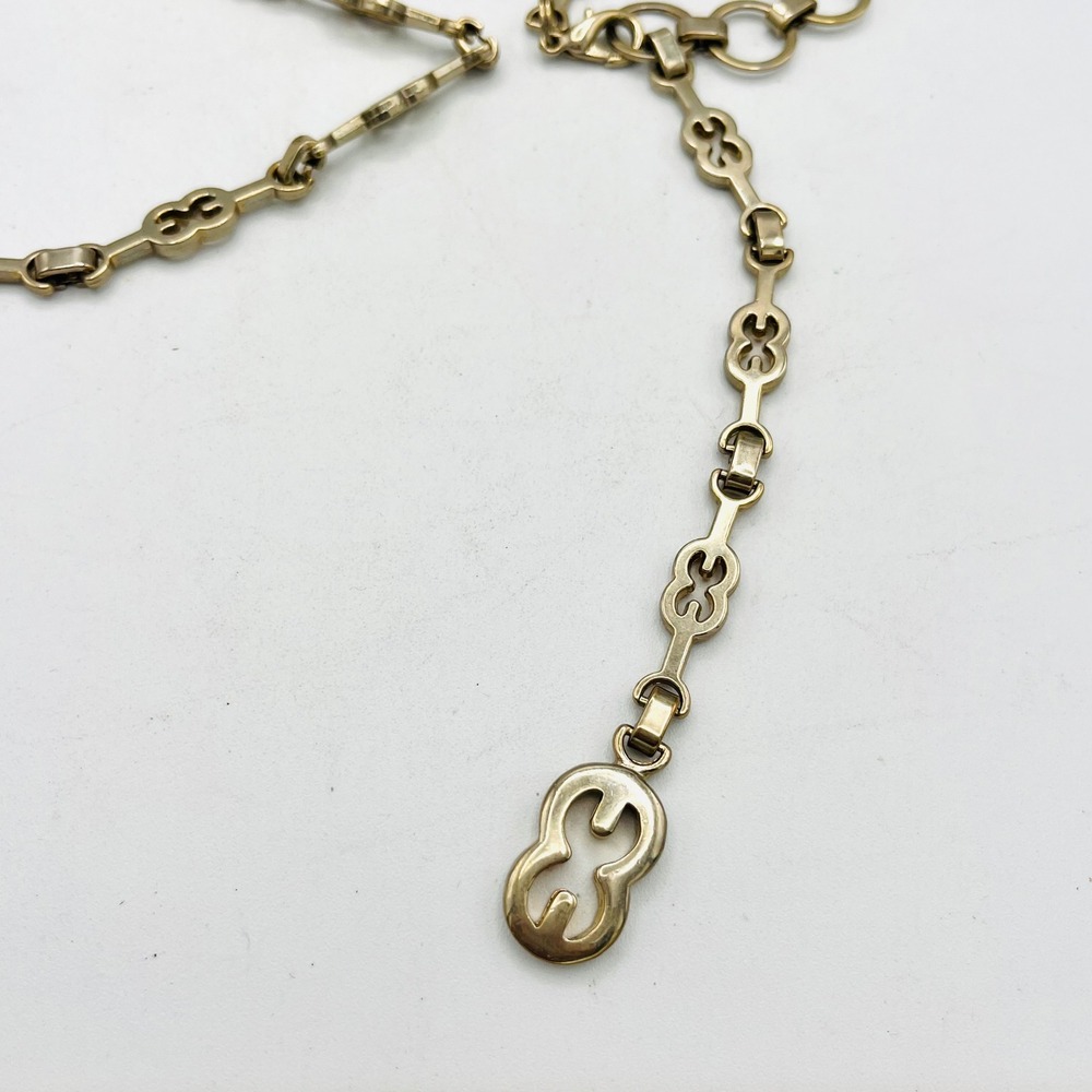 Vintage Gold Chain Belt Adjustable Open Link Logo Drop Charm 43 inch Necklace - Picture 2 of 7